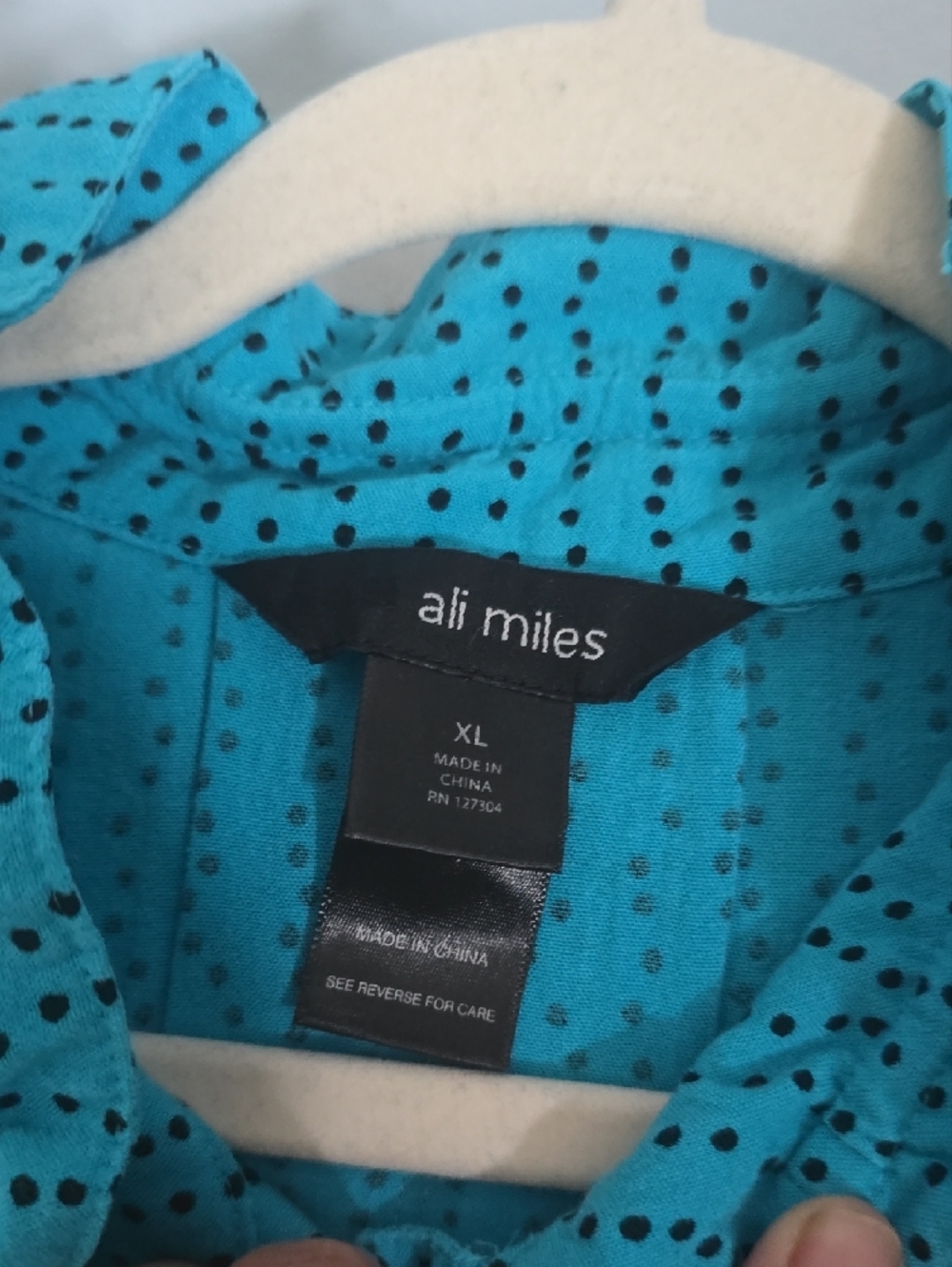 Ali Miles Turquoise Button-Front Textured Shirt - Picture 3 of 11